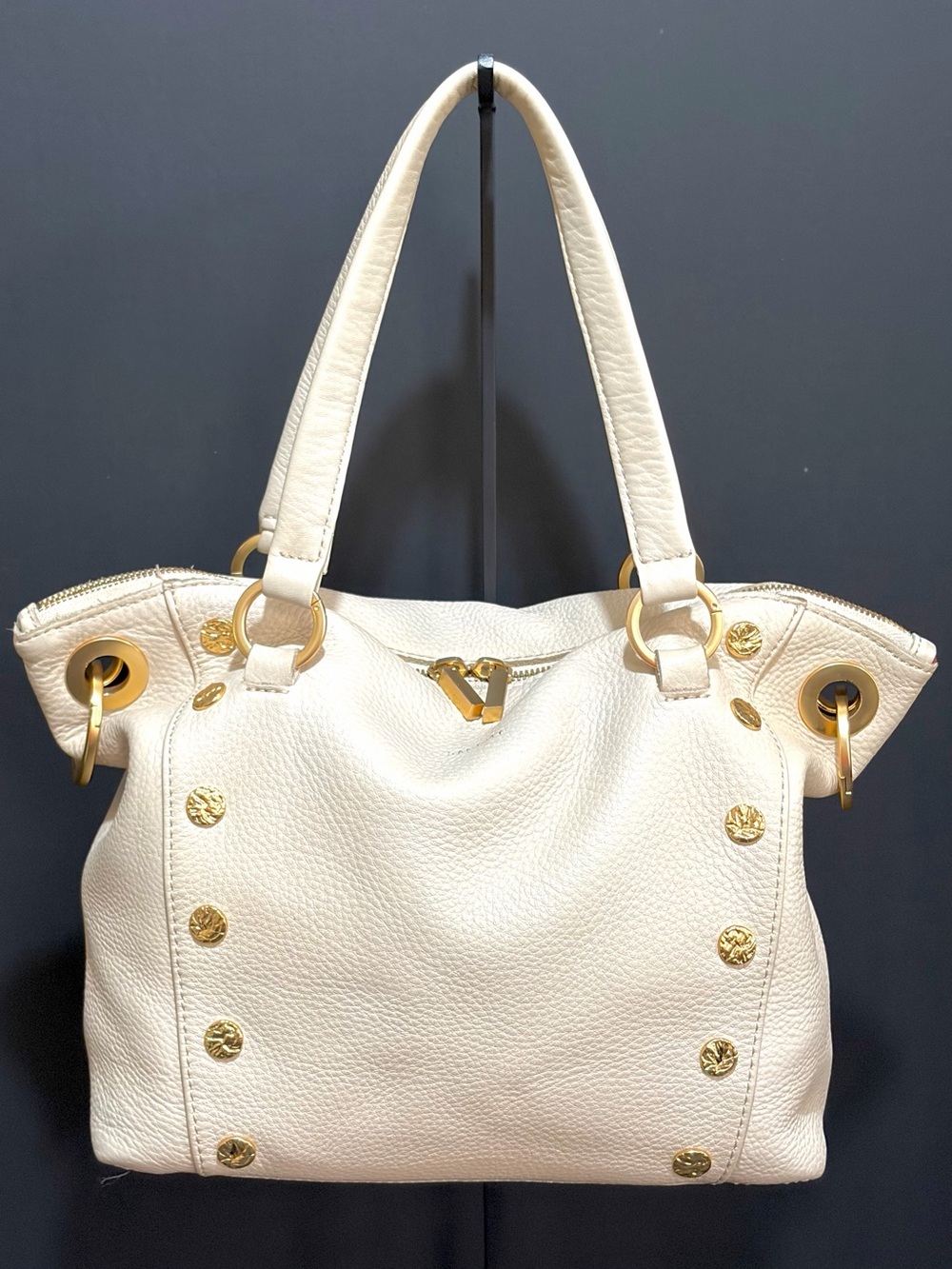 Hammitt Daniel Medium Satchel In Mushroom Beige/Brushed Gold/Hammered NWOT